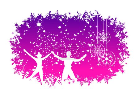 Illustration for Christmas background with snowflakes, vector simple design - Royalty Free Image