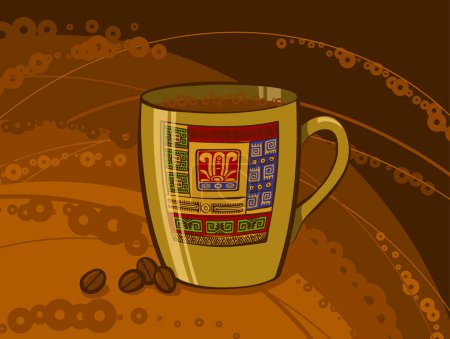 Téléchargez les illustrations : Illustration vectorielle de tasse avec café ou thé - en licence libre de droit