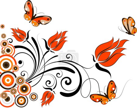 Ilustración de Fondo abstracto con mariposas, ilustración vectorial moderna - Imagen libre de derechos
