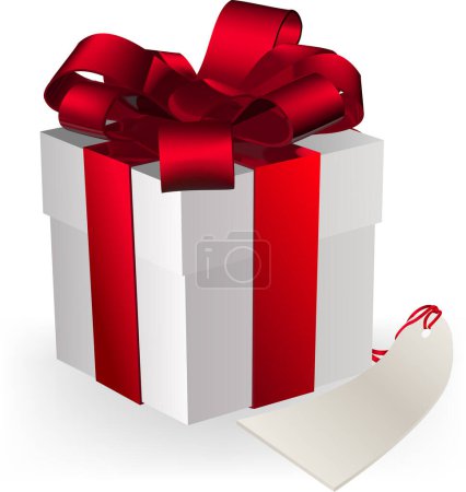 Illustration for Gift box with red ribbons and bow on white background - Royalty Free Image