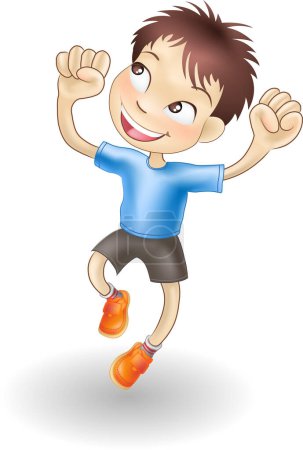Ilustración de Niño haciendo ejercicios, vector de ilustración sobre fondo blanco - Imagen libre de derechos