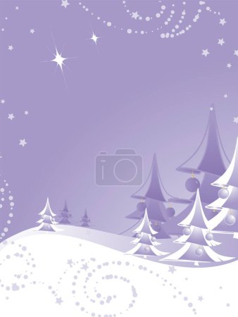Illustration for Christmas trees on purple background. vector illustration - Royalty Free Image