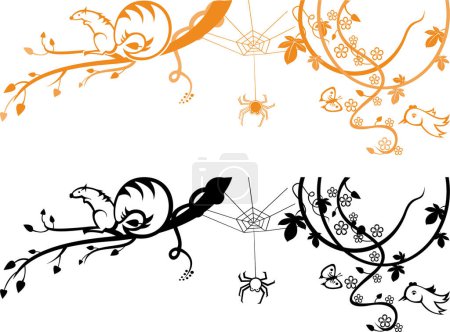 Illustration for Halloween background with spider web - Royalty Free Image
