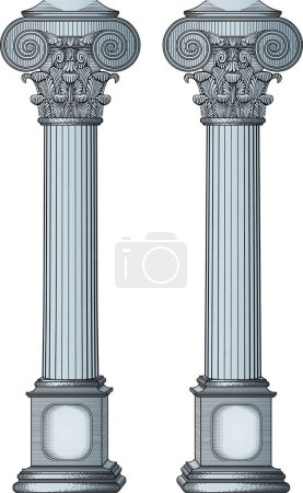 Ilustración de Ilustración vectorial de columnas antiguas aisladas sobre fondo blanco - Imagen libre de derechos