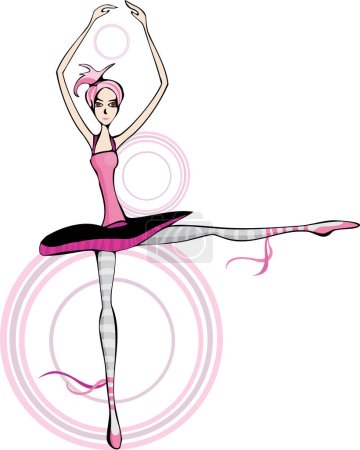 Téléchargez les illustrations : Ballerine en robe rose, illustration vectorielle moderne - en licence libre de droit