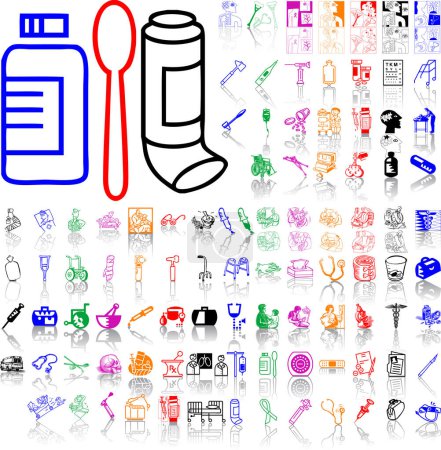 Ilustración de Conjunto vectorial de iconos de medicina - Imagen libre de derechos