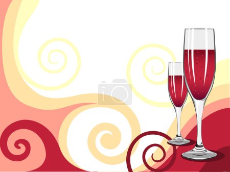 Téléchargez les illustrations : Deux verres avec du vin - en licence libre de droit