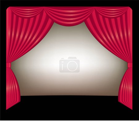 Illustration for Vector illustration of theater stage with curtain - Royalty Free Image