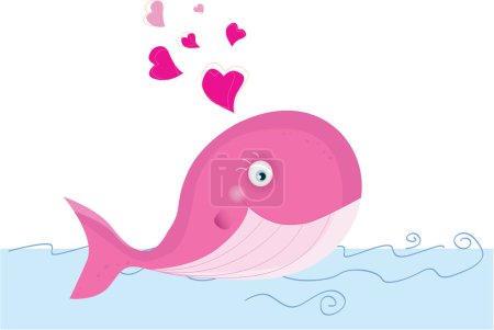 Illustration for Cute whale with love heart illustration - Royalty Free Image