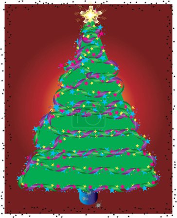 Ilustración de Vector ilustración de un árbol de Navidad con adornos de Navidad de colores - Imagen libre de derechos