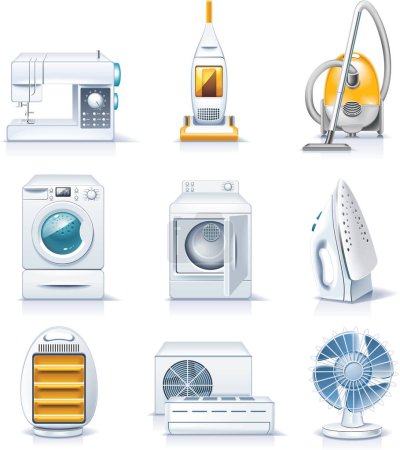 Téléchargez les illustrations : Ensemble d'icônes pour appareils ménagers - en licence libre de droit