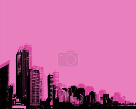 Ilustración de Ilustración vectorial de una ciudad con rascacielos - Imagen libre de derechos