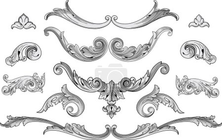 Ilustración de Vector barroco de elementos vintage para el diseño - Imagen libre de derechos