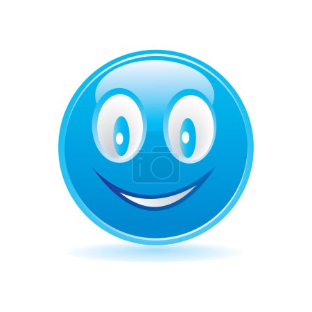 Téléchargez les illustrations : Icône émoticône smiley bleu, illustration vectorielle - en licence libre de droit
