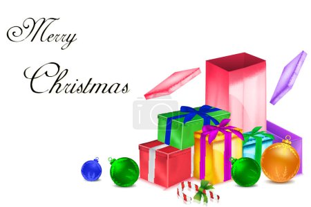Illustration for Christmas background with gifts, modern vector illustration - Royalty Free Image