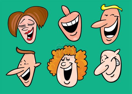 Illustration for Cartoon faces with different emotions - Royalty Free Image