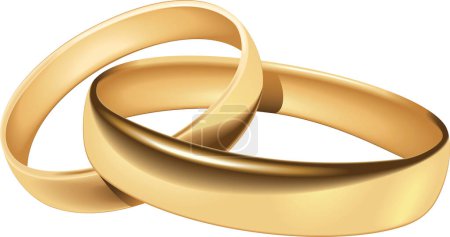 Goldene Eheringe auf weißem Hintergrund
