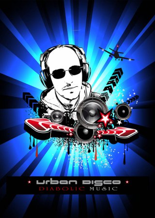 Illustration for Vector illustration of music poster with headphones - Royalty Free Image