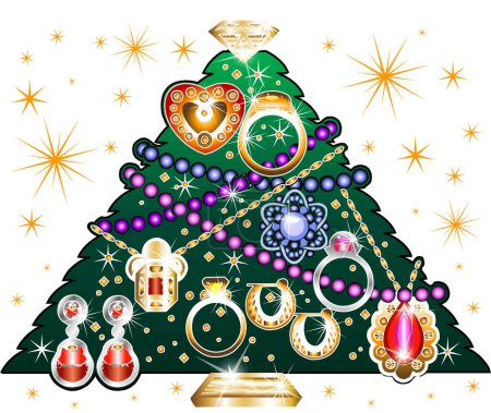 Illustration for Christmas tree with decorations and toys - Royalty Free Image