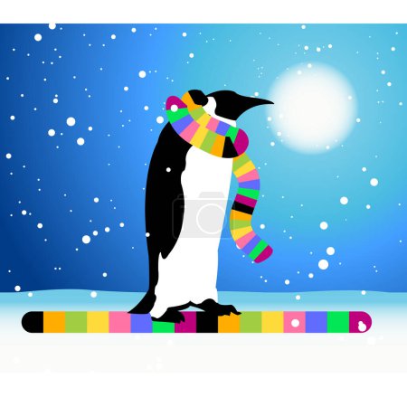 Téléchargez les illustrations : Pingouin dans le dessin animé de l'écharpe - en licence libre de droit