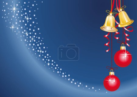 Téléchargez les illustrations : Carte de vœux de Noël vectorielle avec cloches suspendues - en licence libre de droit