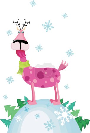 Illustration for Christmas reindeer cartoon character - Royalty Free Image