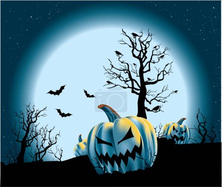 Téléchargez les illustrations : Halloween nuit fond design - en licence libre de droit