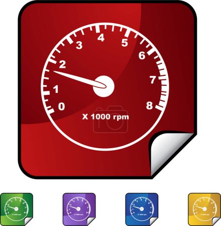 Illustration for Speedometer icon. set of eight color web buttons for your design. vector illustration. - Royalty Free Image