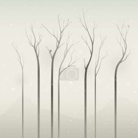 Ilustración de Fondo con árboles y nieve - Imagen libre de derechos