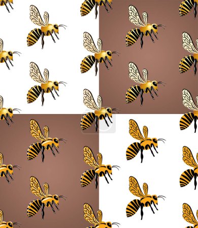 Illustration for Pattern with bees. vector seamless pattern - Royalty Free Image
