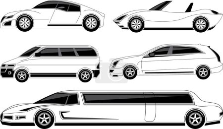 Téléchargez les illustrations : Ensemble de voitures blanches - en licence libre de droit