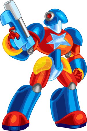 Ilustración de Ilustración vectorial de un lindo personaje robot de dibujos animados - Imagen libre de derechos