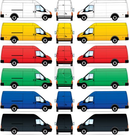 Téléchargez les illustrations : Ensemble de camions colorés. illustration vectorielle. - en licence libre de droit