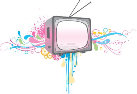 Téléchargez les illustrations : TV avec fond coloré - en licence libre de droit