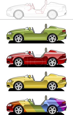 Téléchargez les illustrations : Illustration vectorielle des voitures - en licence libre de droit
