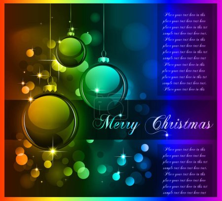 Illustration for Merry christmas card with colorful balls, vector illustration - Royalty Free Image