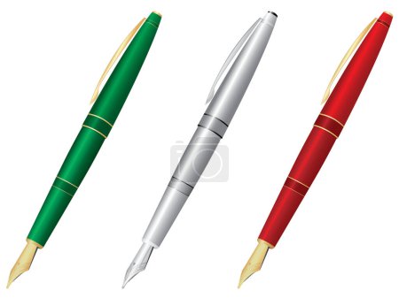 Illustration for Three colored pens, illustration on white - Royalty Free Image
