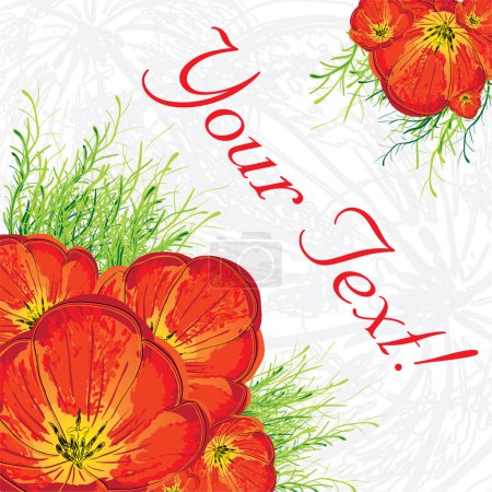 Ilustración de Tarjeta con flores rojas de fondo, tarjeta de invitación, banner - Imagen libre de derechos
