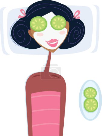 Illustration for Vector illustration of a cute cartoon character woman with face mask - Royalty Free Image