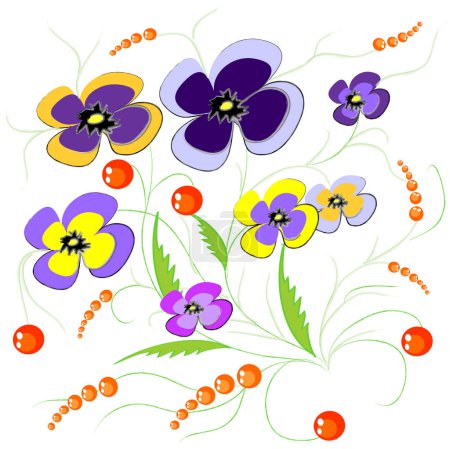 Ilustración de Patrón sin costuras con elementos florales. - Imagen libre de derechos