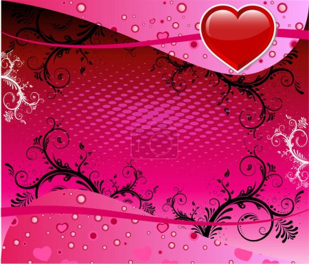 Téléchargez les illustrations : Vecteur Valentine Arrière-plan avec des coeurs et des rouleaux
. - en licence libre de droit
