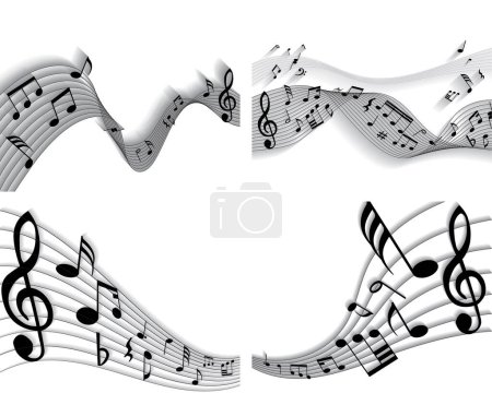 Illustration for Set of music symbols  vector background - Royalty Free Image