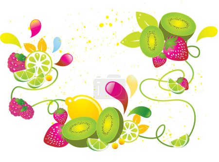 Illustration for Colorful fruit background. vector illustration. - Royalty Free Image