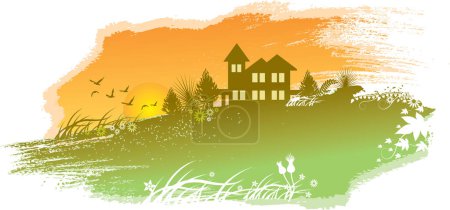 Illustration for Watercolor landscape of the castle - Royalty Free Image
