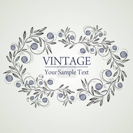 Téléchargez les illustrations : Design de carte vintage avec des ornements floraux. - en licence libre de droit