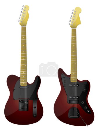 Ilustración de Guitarra eléctrica con colores rojo y negro - Imagen libre de derechos