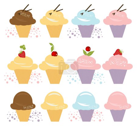 Téléchargez les illustrations : Collection d'illustrations vectorielles de crème glacée - en licence libre de droit