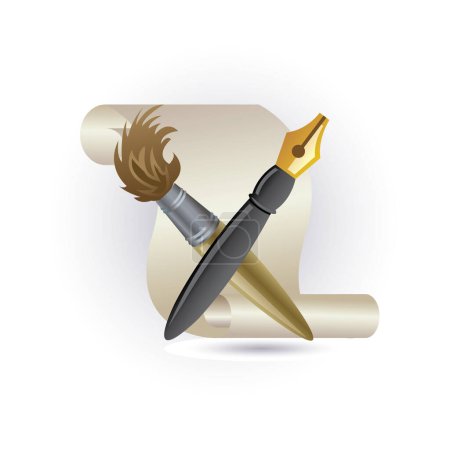 Illustration for Pen and  brush  icons - Royalty Free Image