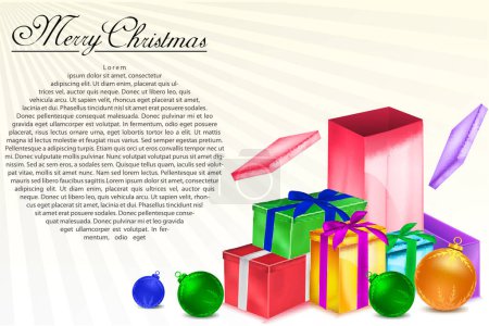 Illustration for Vector illustration of christmas greeting with gift boxes - Royalty Free Image