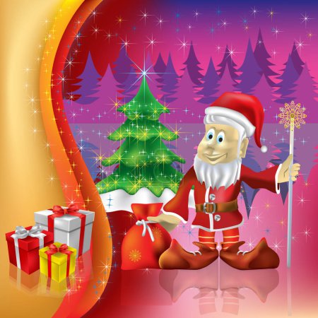 Téléchargez les illustrations : Joyeux Noël carte de vœux, illustration vectorielle - en licence libre de droit